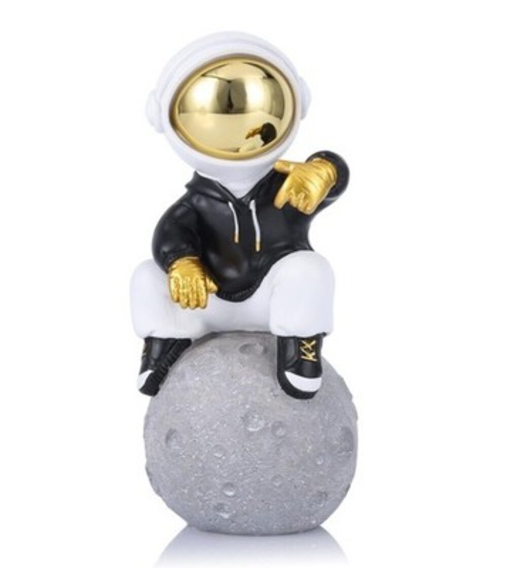 Astronaut Figurine Spaceman Sculpture Black Gold Astronaut Statue